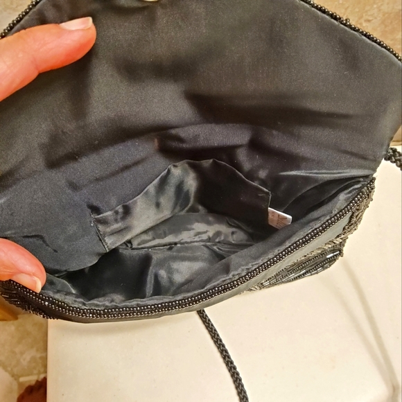 Black Evening Bag Vintage Hand Beaded Crossbody - Picture 10 of 17